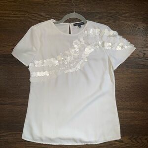 Banana Republic White Sequin Top